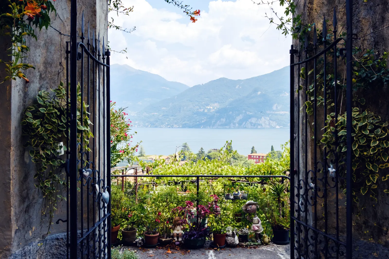 Opened gates with a view to Lake Como